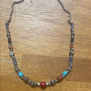 Silver and Multicolor Beaded Necklace